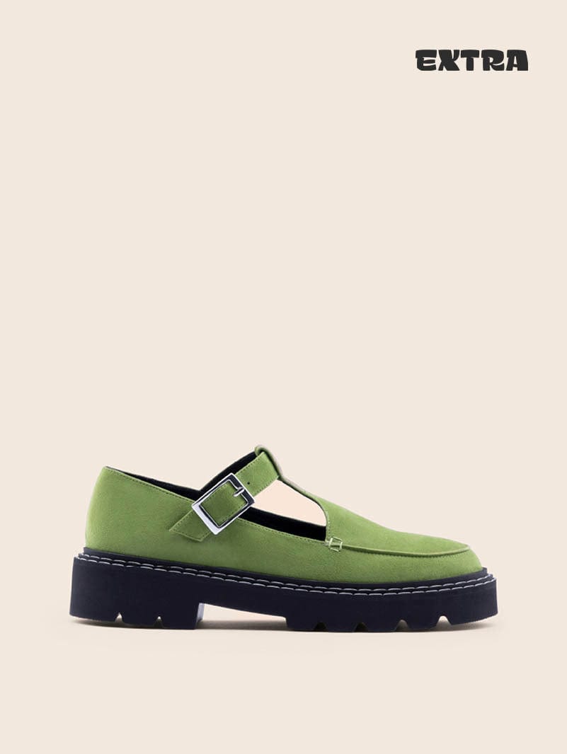 Green leather shoes womens on sale