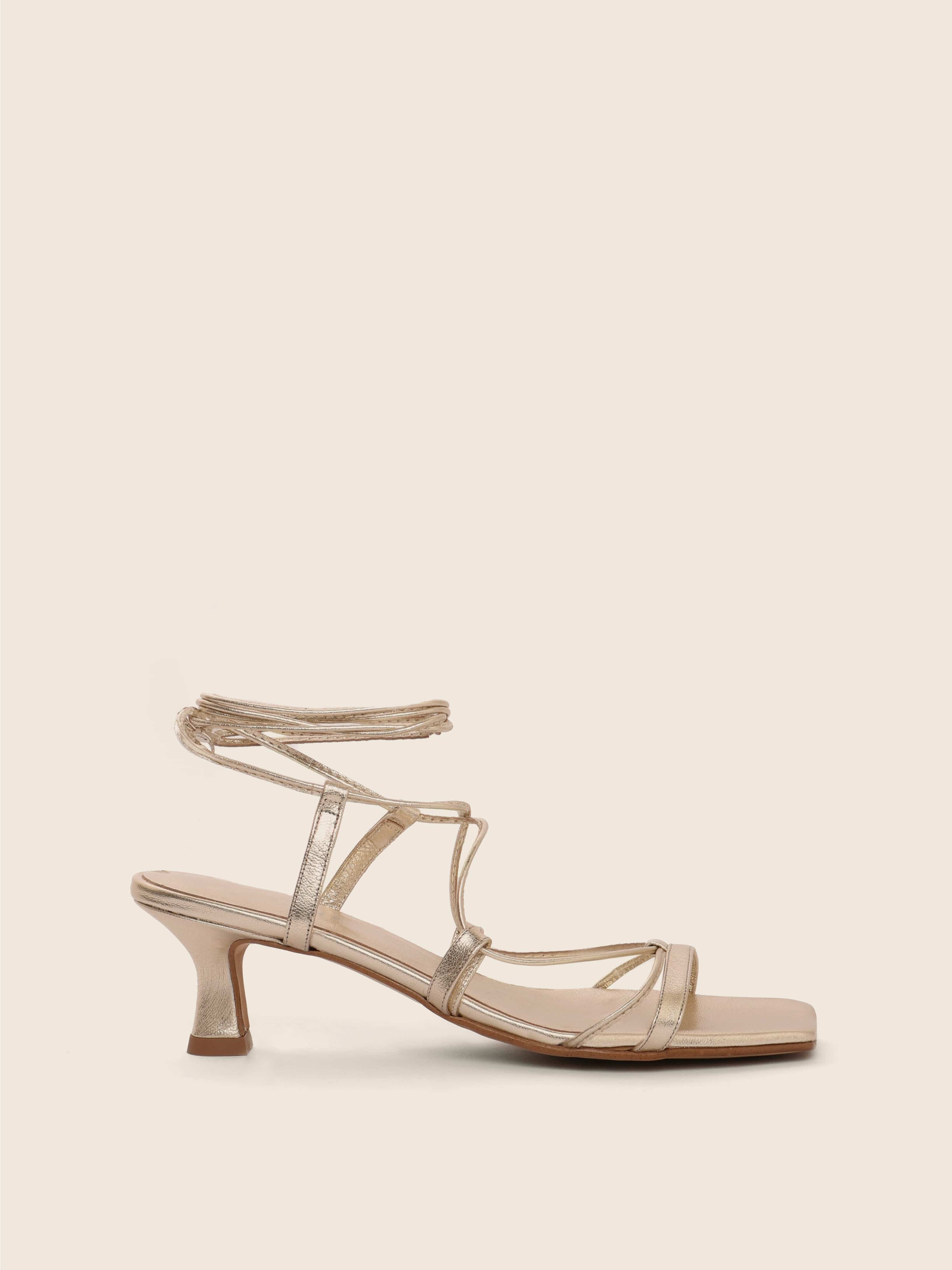 Gold strappy sandals mid heel online