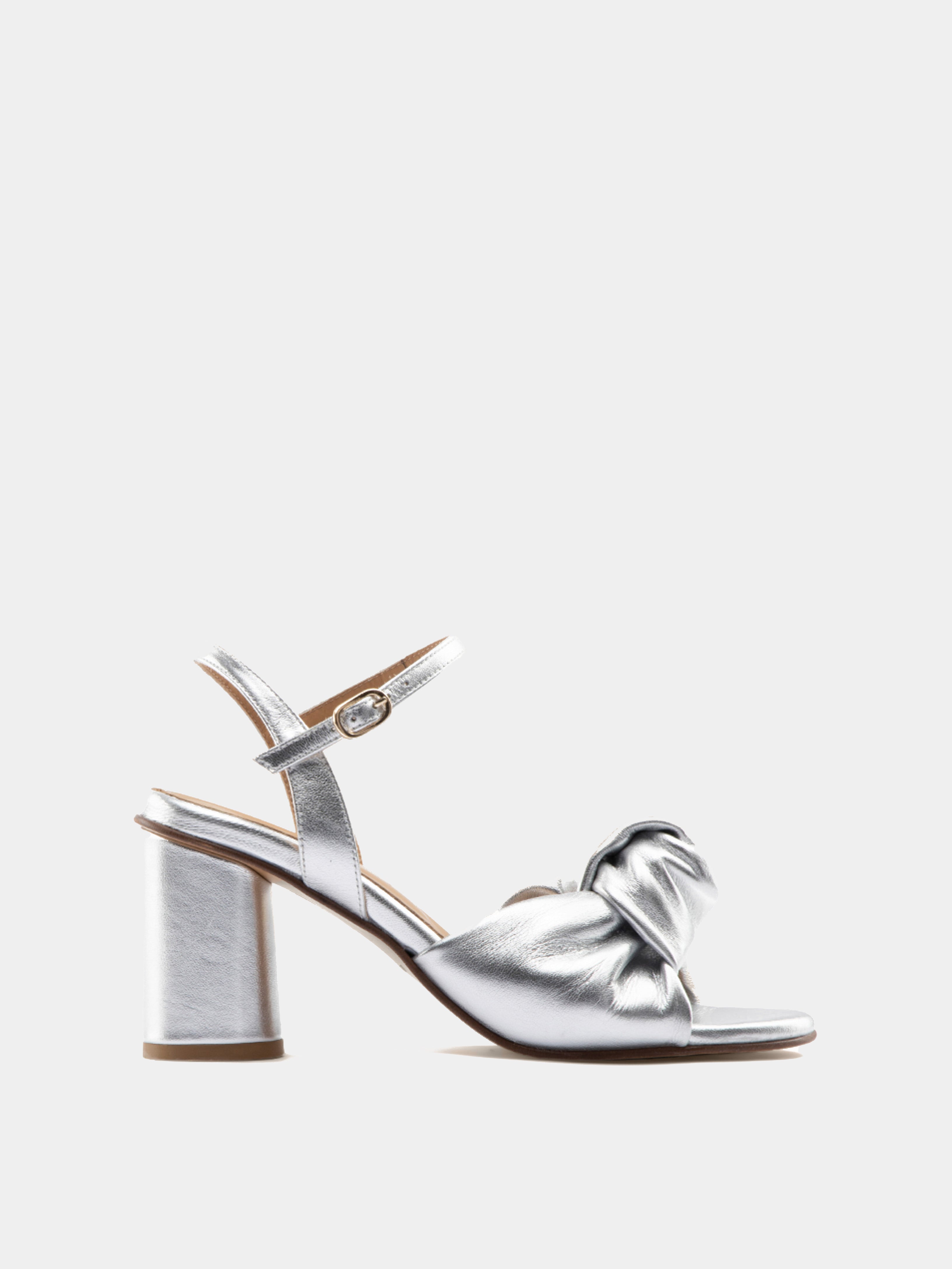 Noto Silver Leather Knotted High Heel