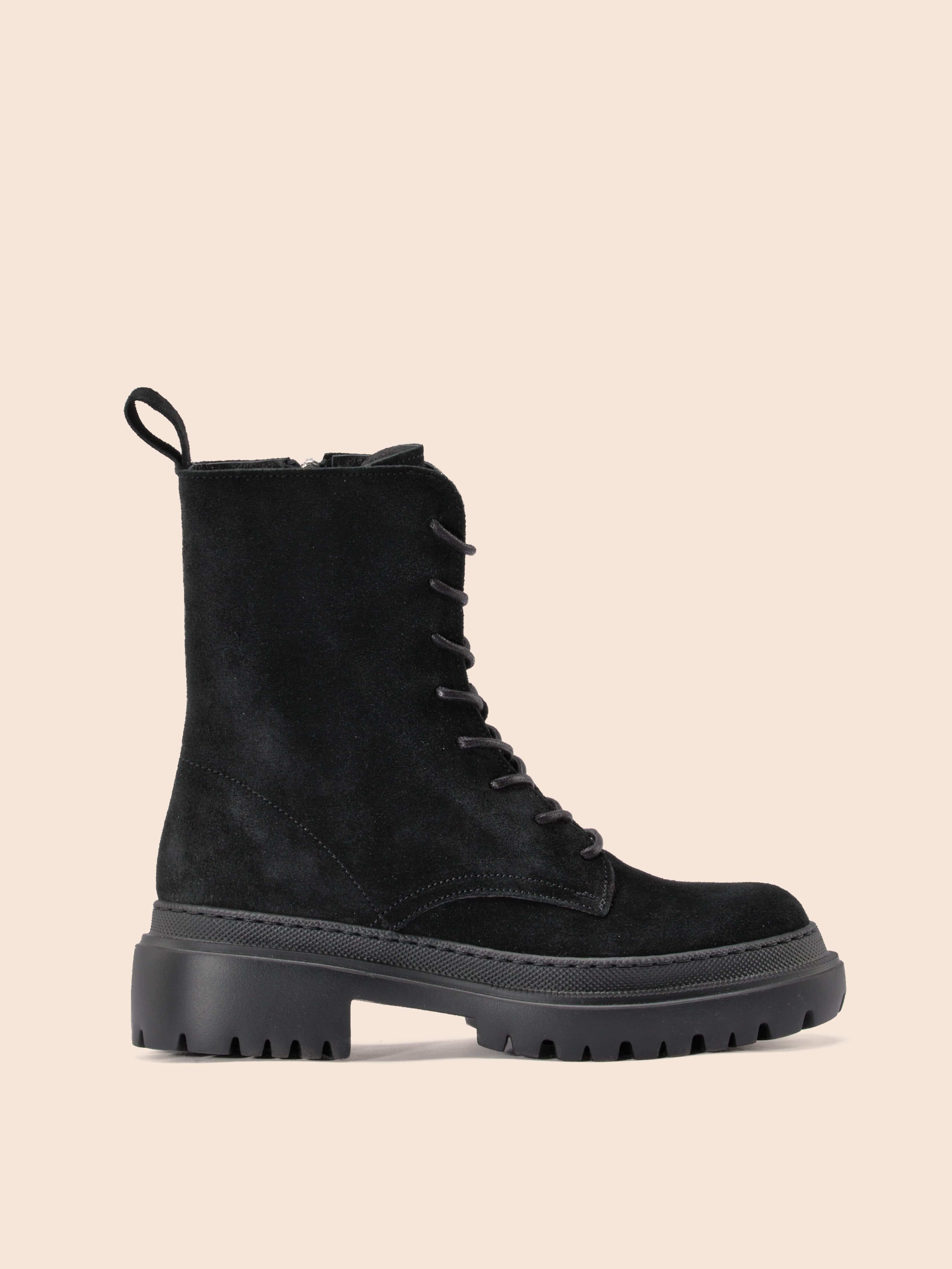 Black suede 2025 combat boots