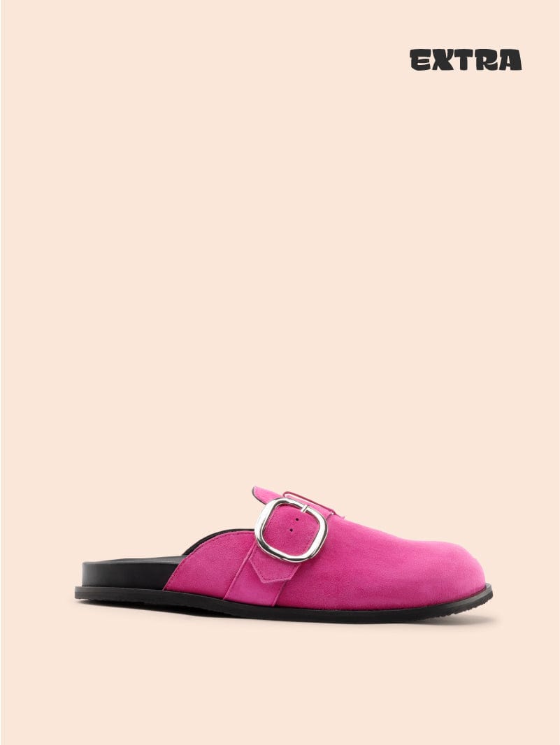 Maguire Gaia Suede Buckle Clogs Pink