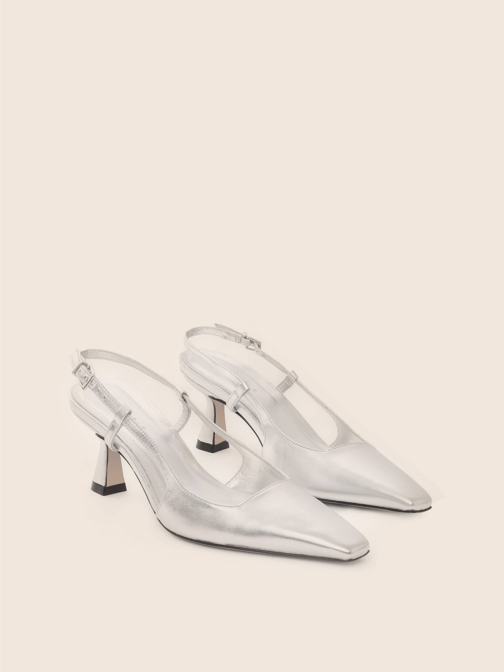 Bahia Kitten Heel Pump Leather in Silver Maguire Shoes