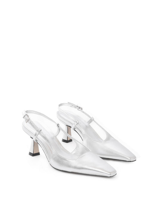 Silver slingback heels