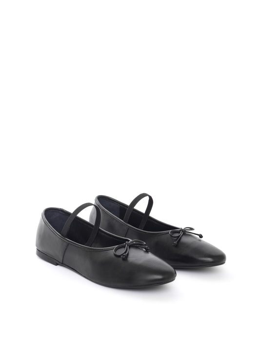 Black ballerina flats with bows