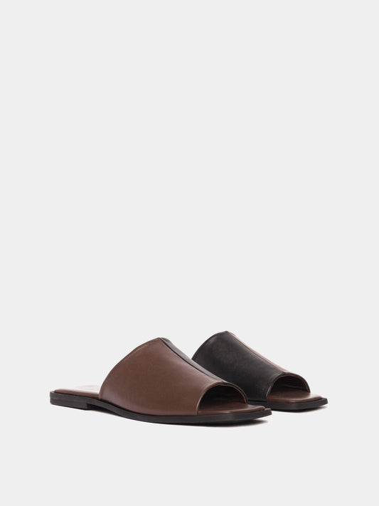 Brown and black flat sandal