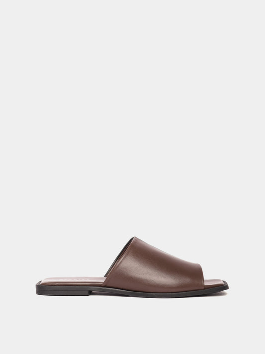 Brown and black flat sandal