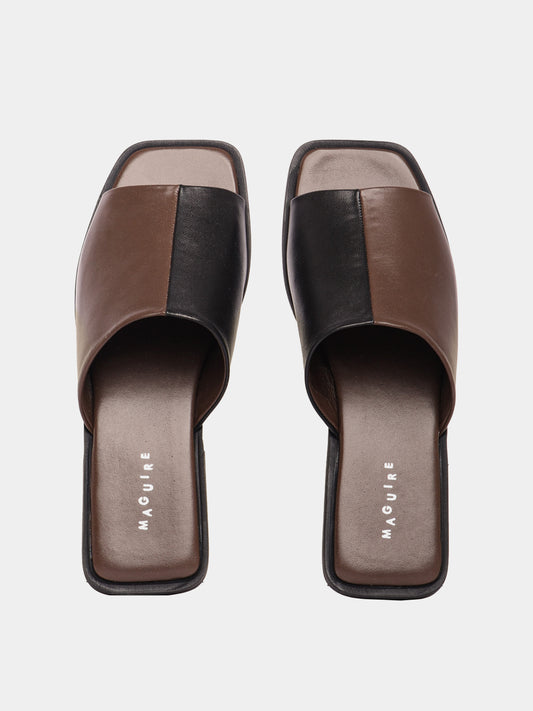 Brown and black flat sandal