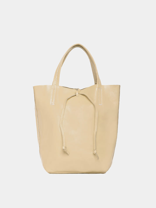 Butter coloured mini leather toate bag