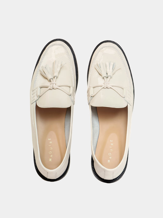 cream leather loafer with tassel