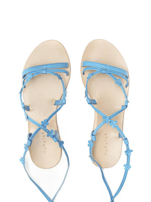 Blue strappy flat sandals