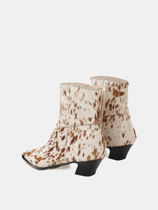 Pony hair bambi pointed-toe ankle boots