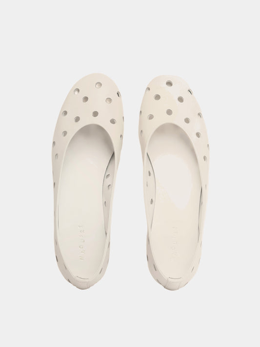 cream ballet flat with round cut outs