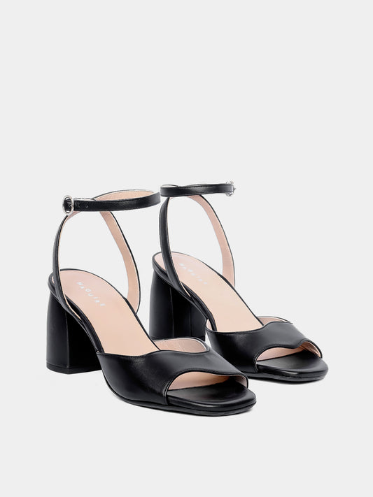 black heel on light gray background