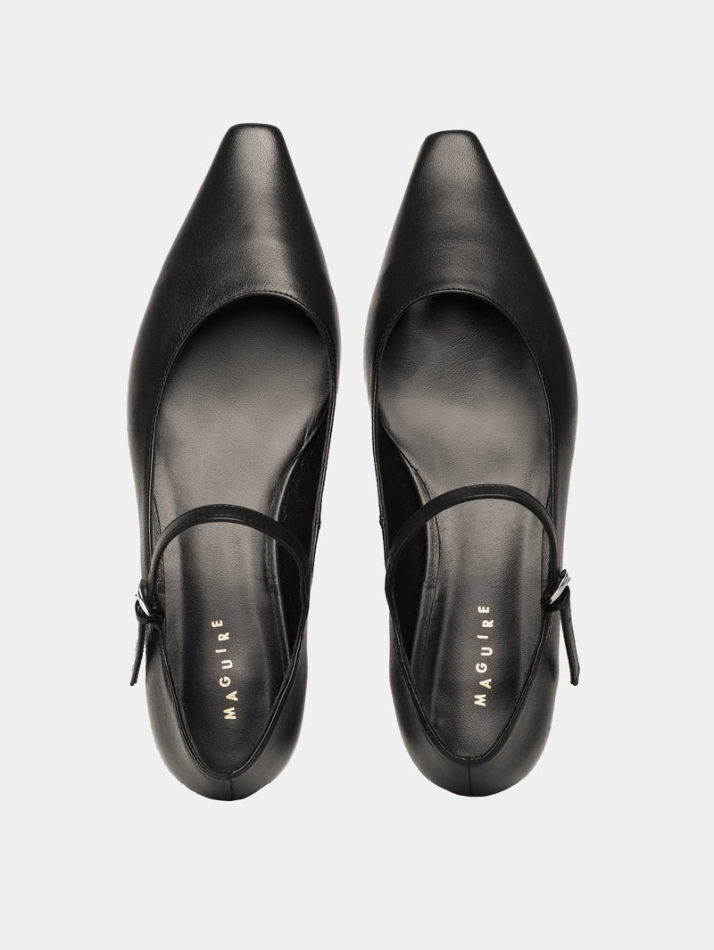 Black pointy mary-jane ballerinas