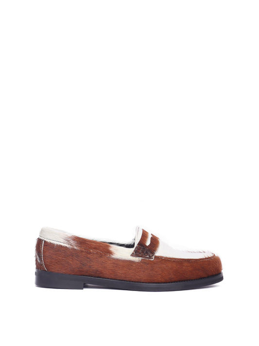 Napoli loafer with cow-print pony hair and black sole.