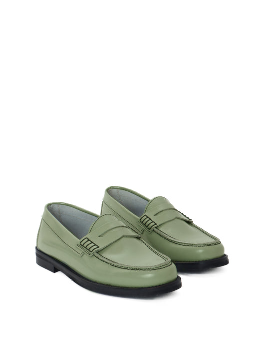 Sage box leather penny loafers