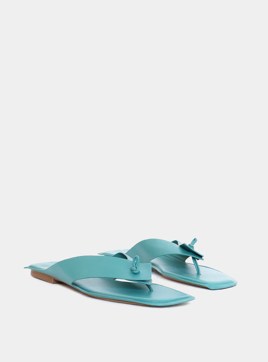 Turquoise leather flip flop