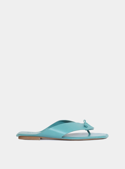 Turquoise leather flip flop