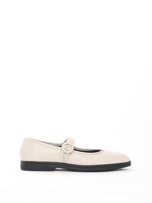 Cream leather mary-jane flats