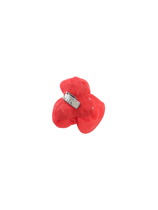 Red organza flower clip 