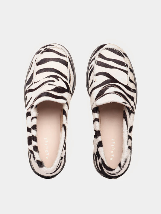 Zebra pony hair penny loafers
