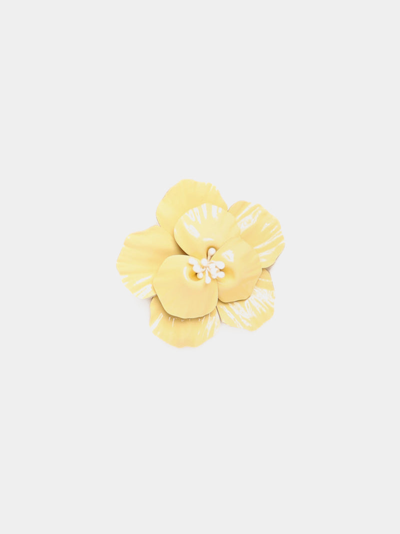 Butter patent leather flower clip