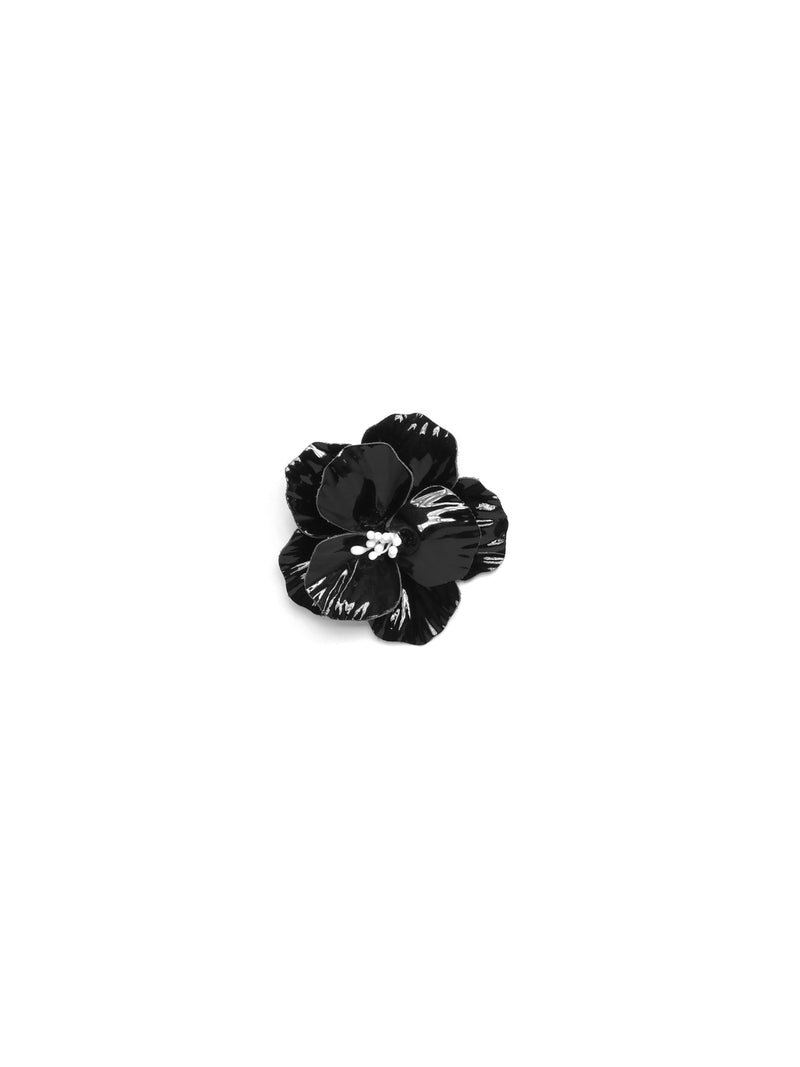 Black patent flower clip