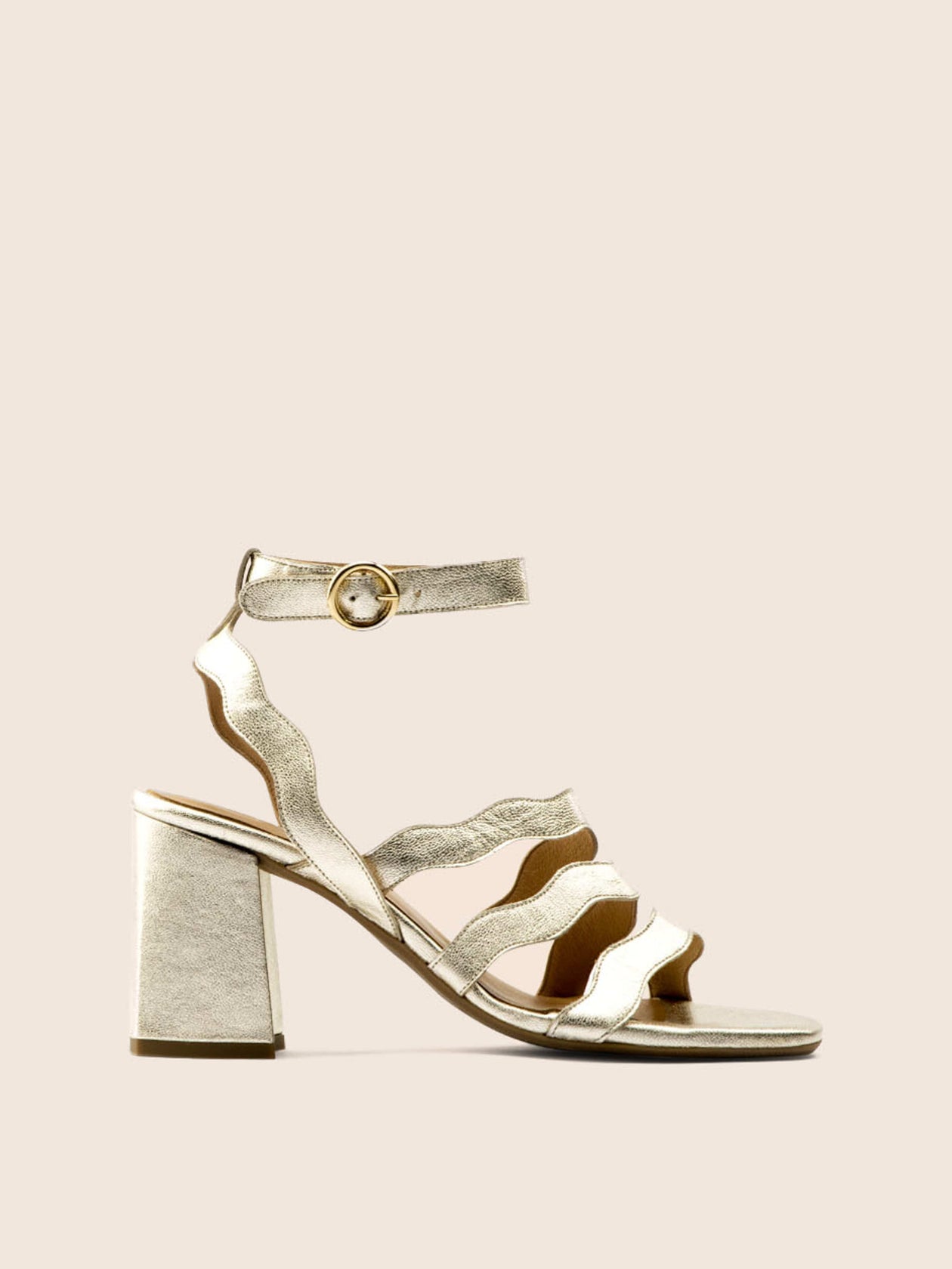 Maguire Rimini Leather Wavy High Heels - Gold