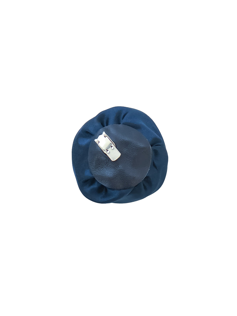 Navy satin rose clip