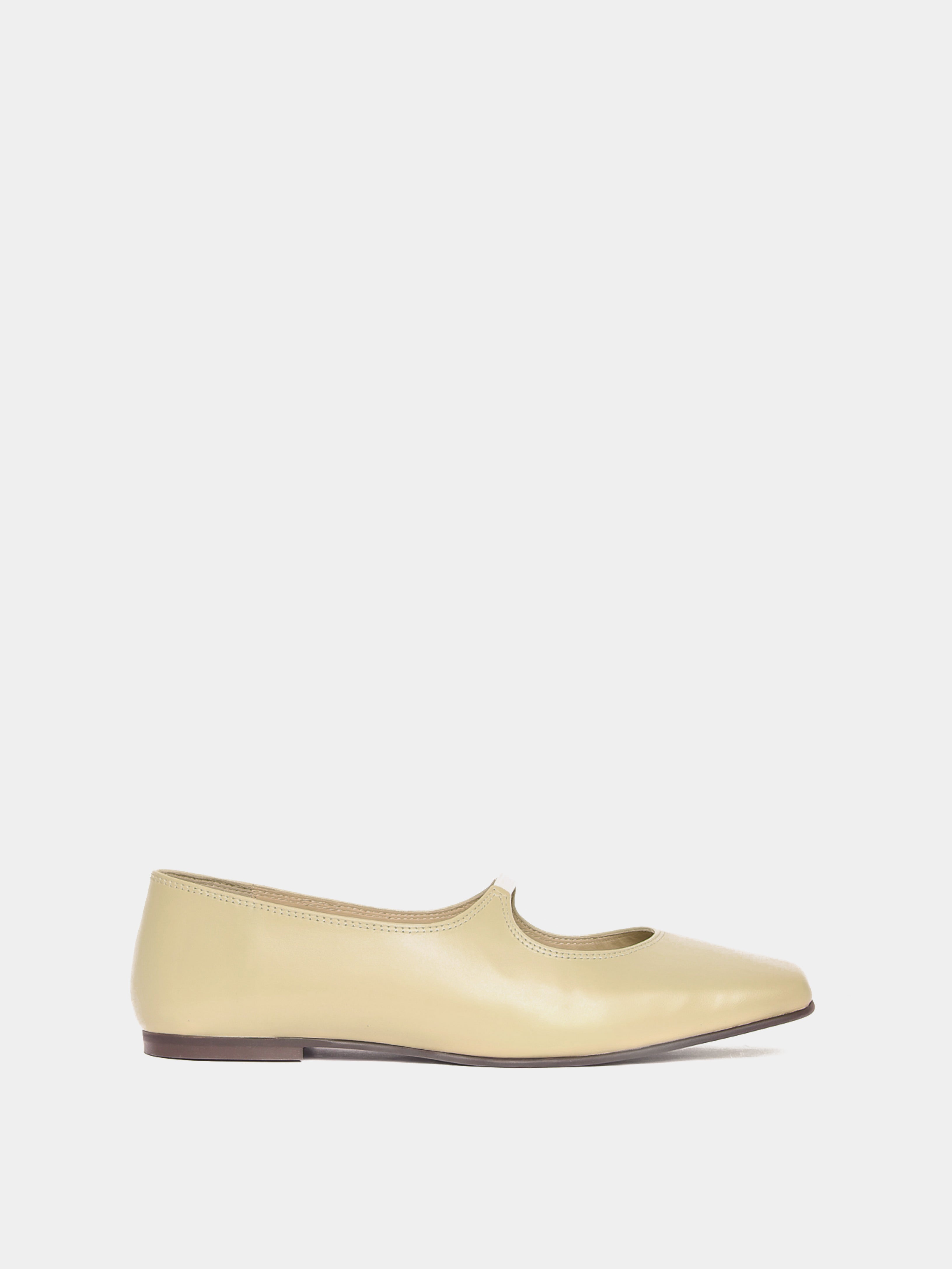 Pistachio mary-jane leather flat with a square-toe