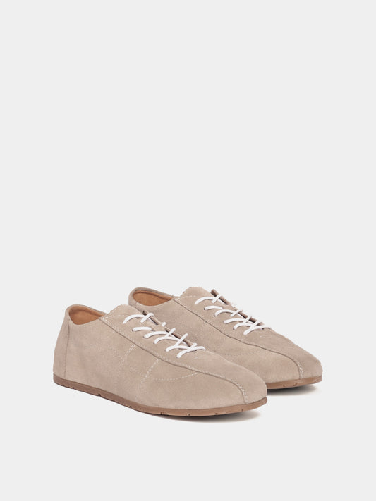 Sand suede low-profile sneaker