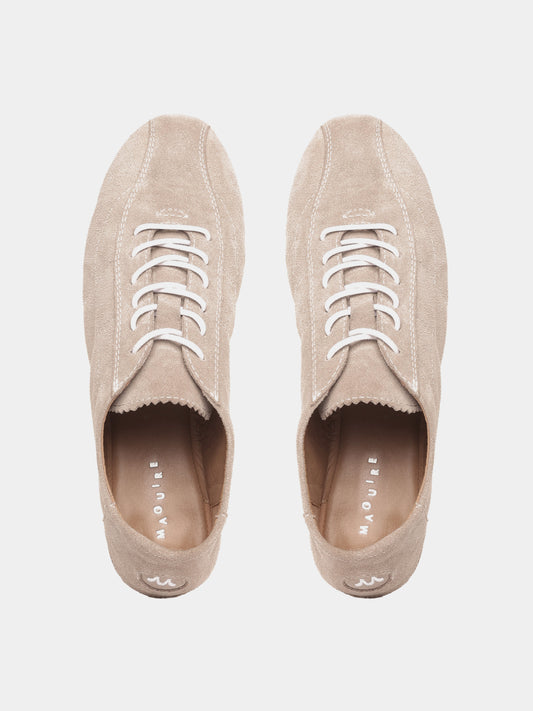 Sand suede low-profile sneaker