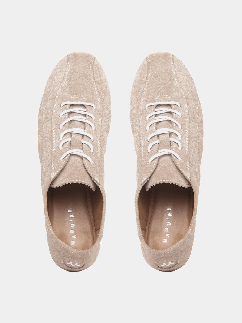 Sand suede low-profile sneaker