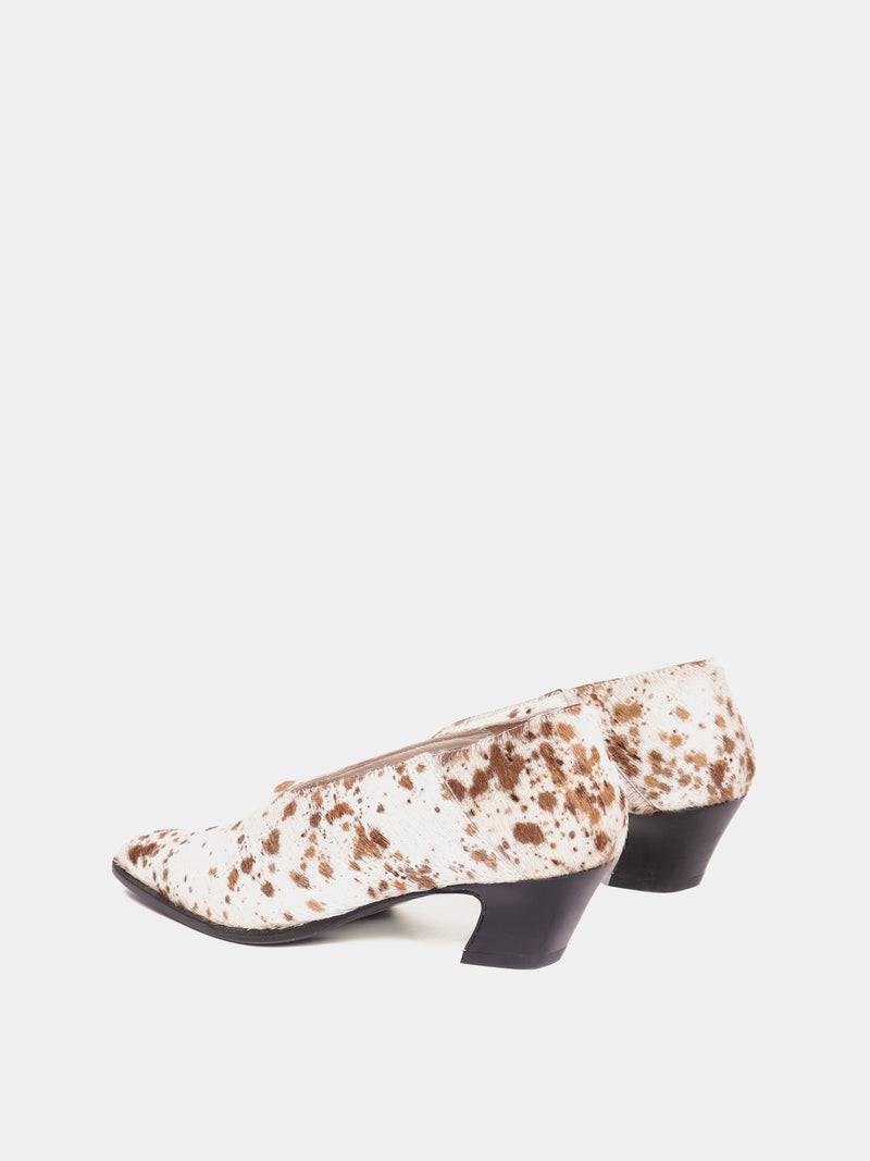 Bambi pony hair closed-toe heels