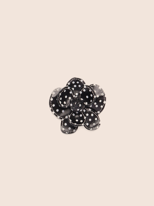 Stitch Flower Clip Black Polka Dot