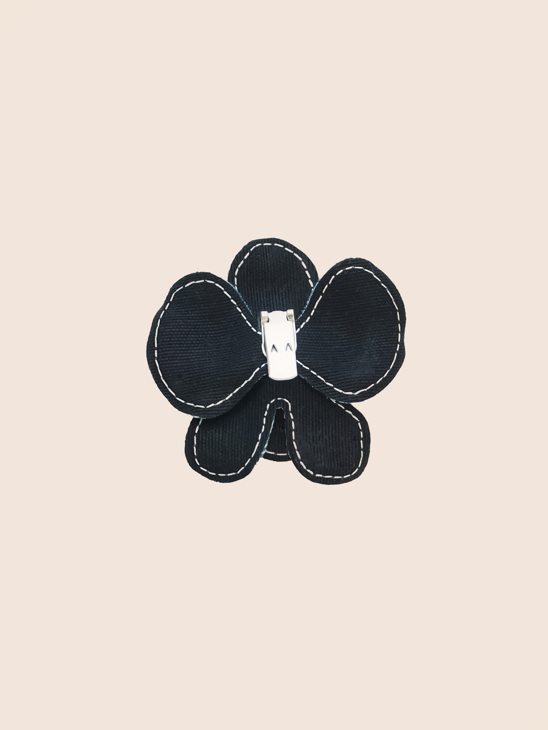 Stitch Flower Clip Dark Denim