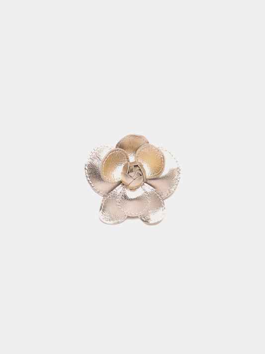 Gold metallic flower shoe clip