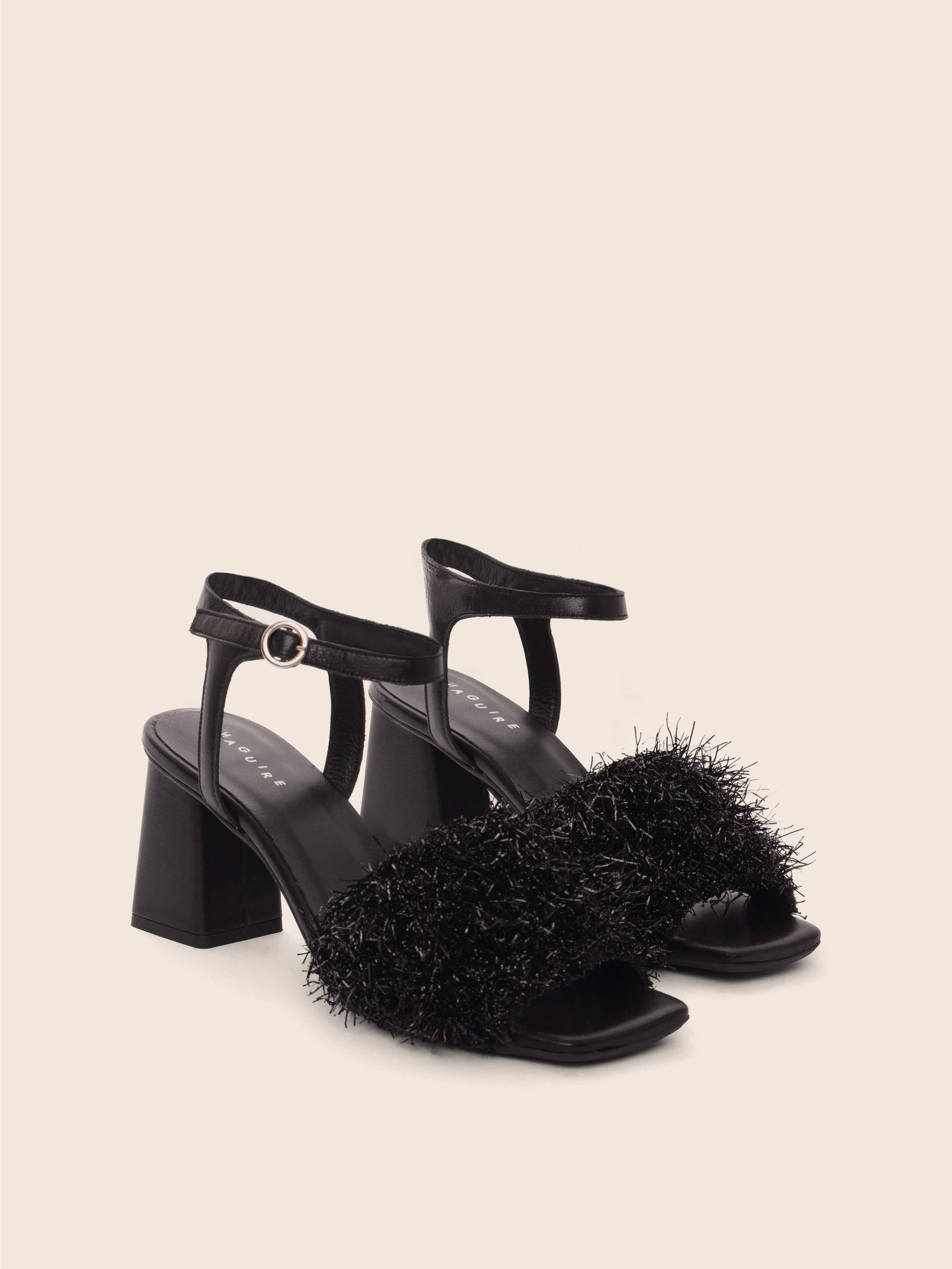 Toro Black Fuzzy Heel | Maguire Shoes