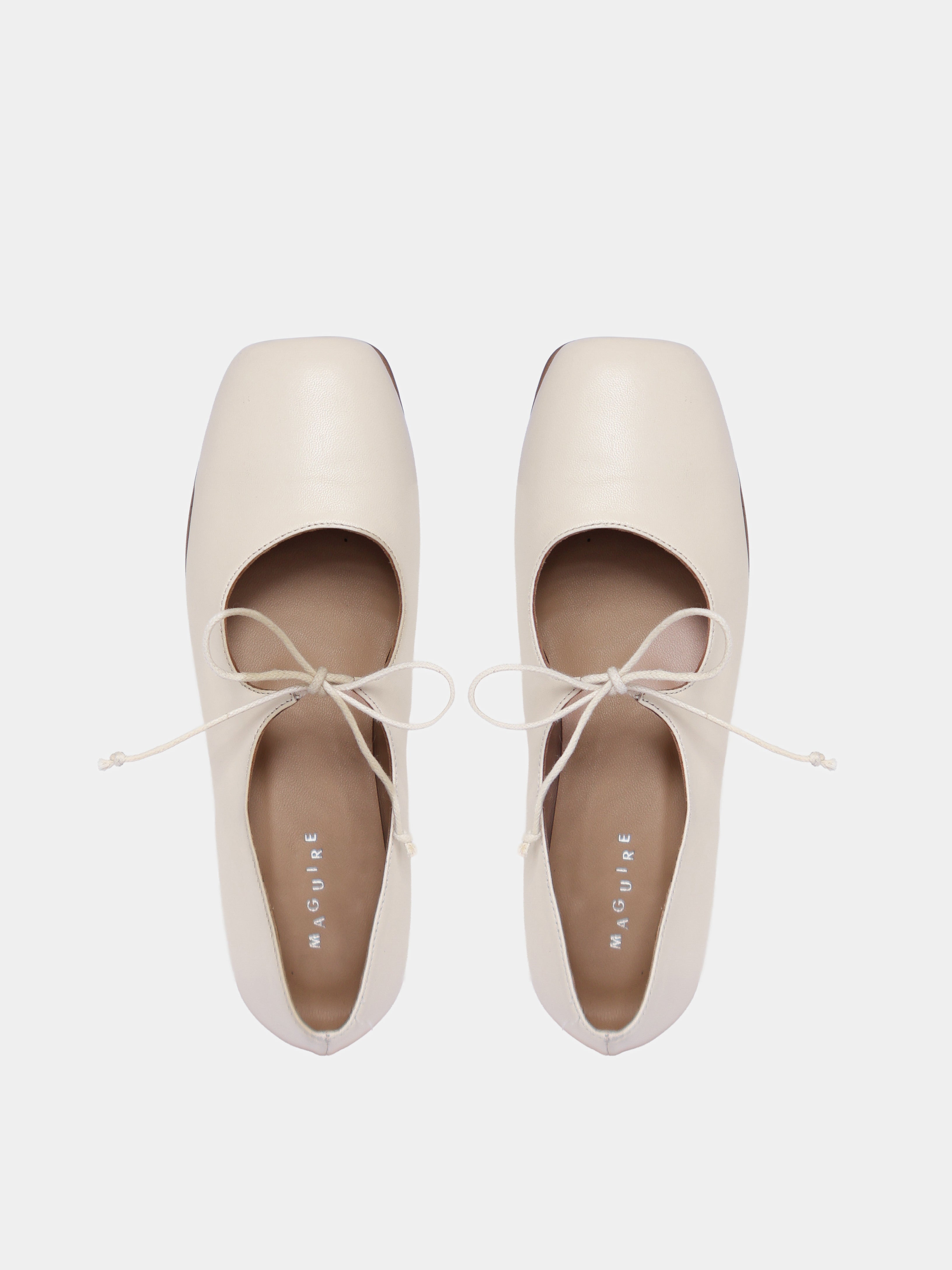 Gaia Cream Leather Mary-Jane Ballerina | Maguire Shoes