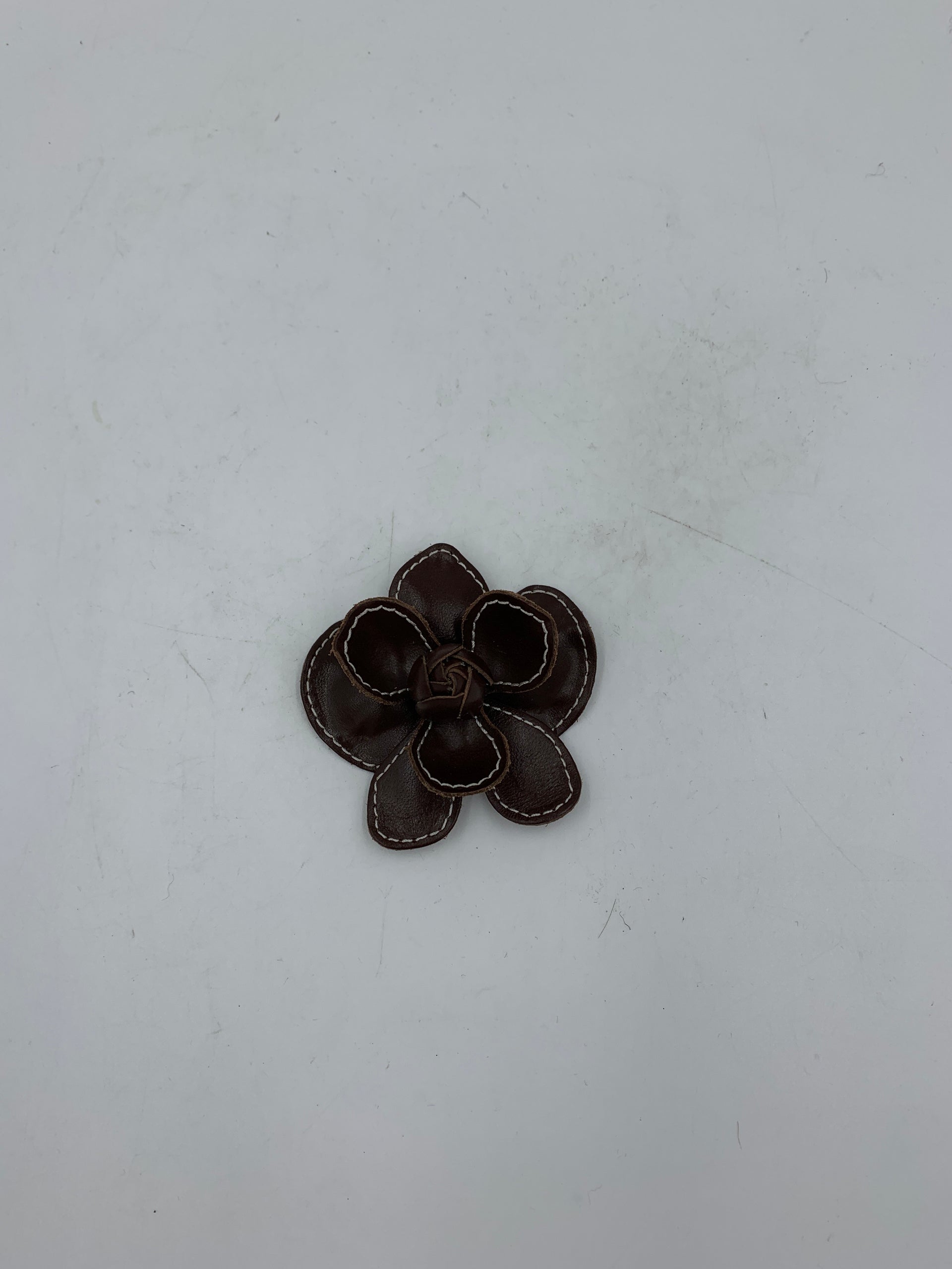 Imperfect Brown Stitch Flower Clip