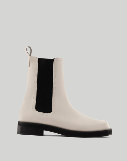 Cream chelsea leather ankle boot