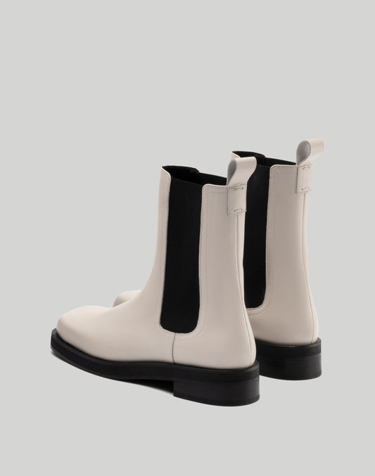 Cream chelsea leather ankle boots