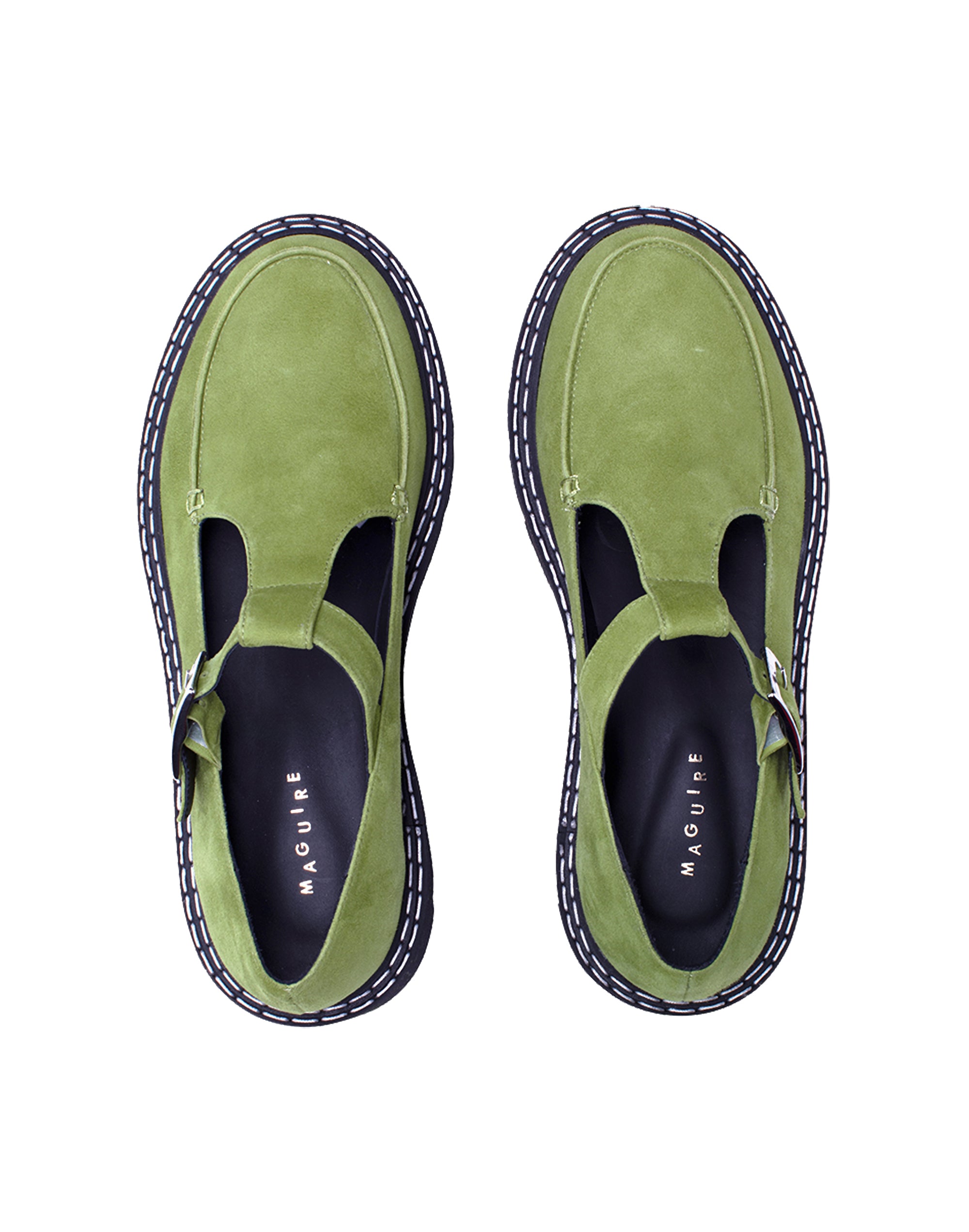 Neiva Green Mary Jane Shoes in Suede & Leather | Maguire Shoes