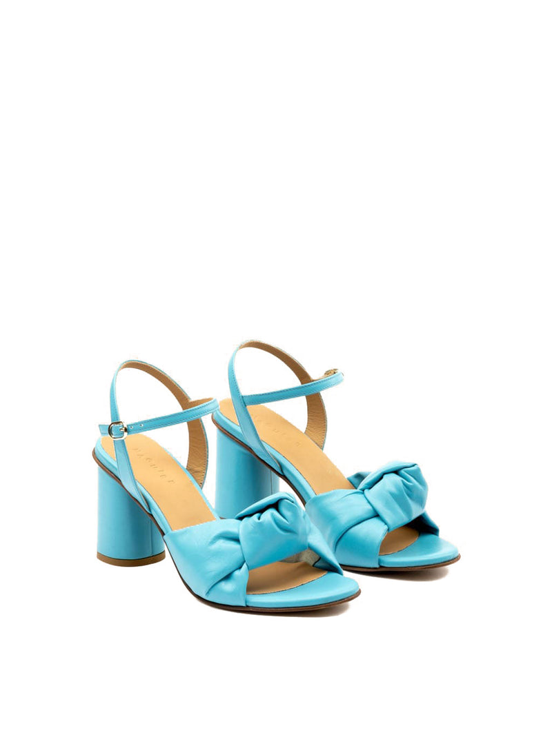 Azur block heel with ankle strap and knotted upper
