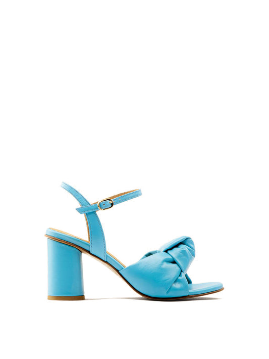 Azur block heel with ankle strap and knotted upper