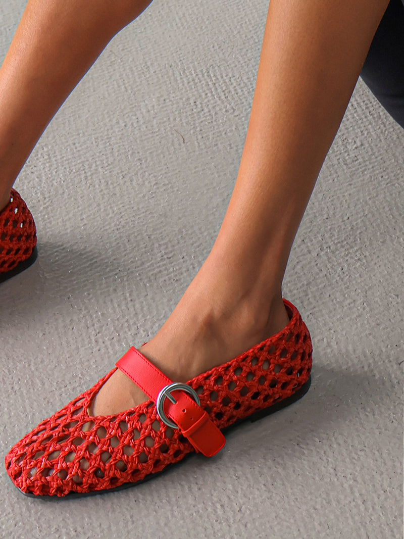 Aveiro Ballerine Woven Red